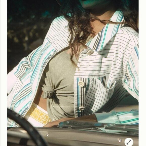 Maeve by Anthropologie Striped Shirt Jacket Womens Size Small - Picture 8 of 16